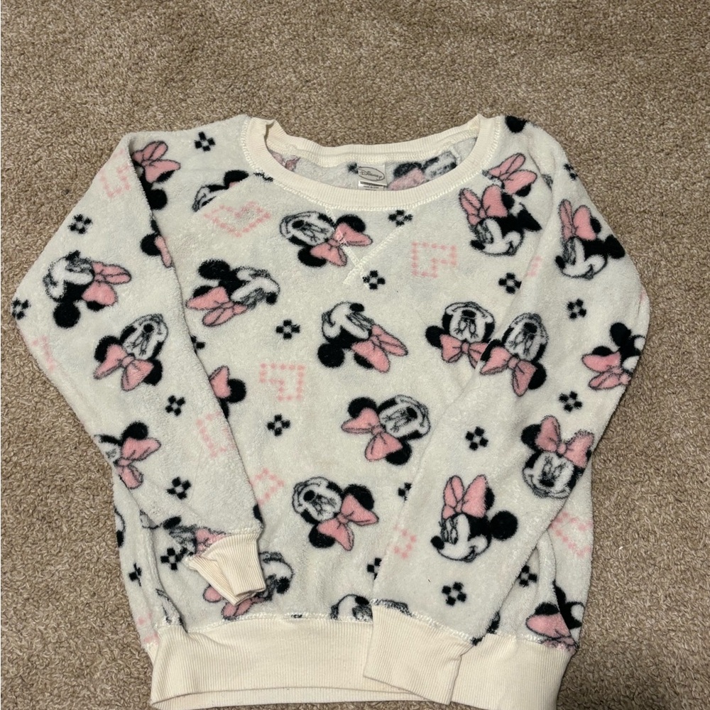 Disney Minnie Mouse Plush Sweatshirt - Cream & Pink, super cozy size small (3-5)